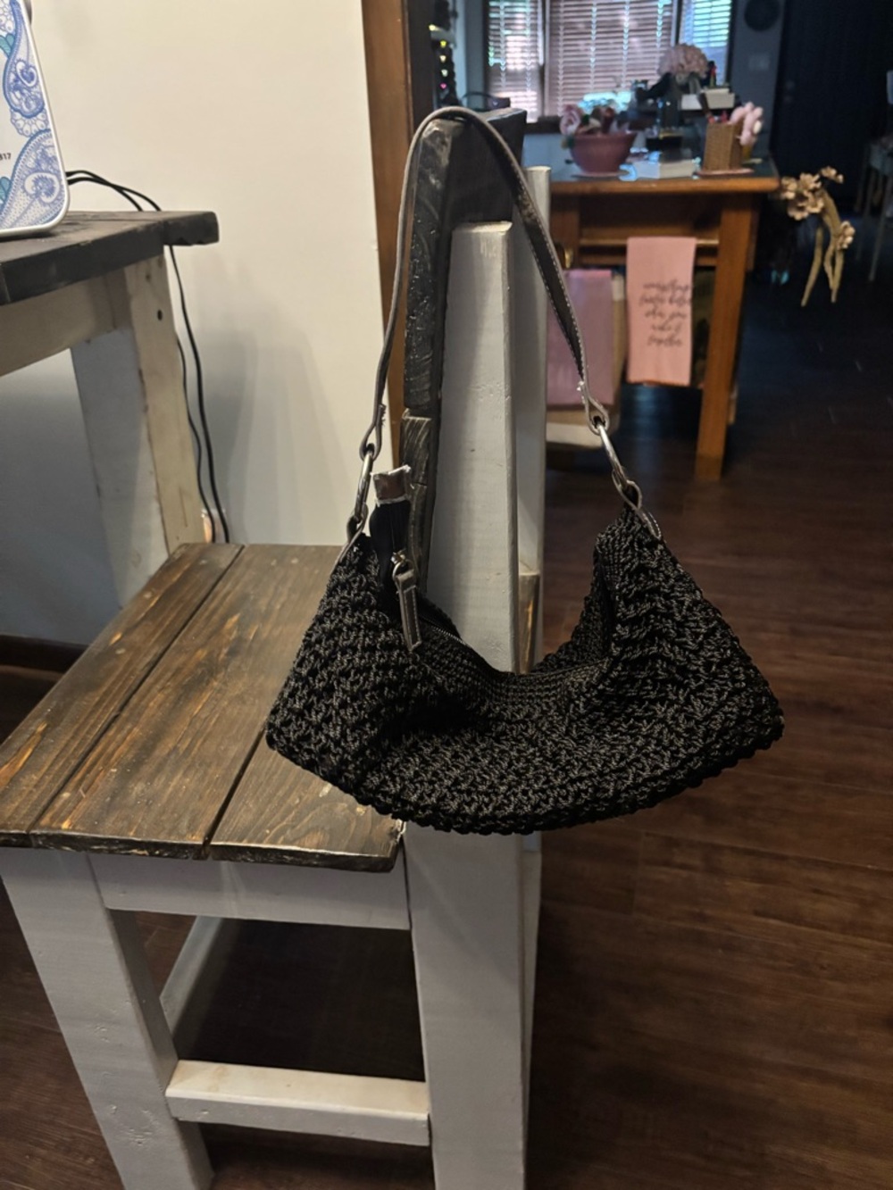 Black Woven Shoulder Bag - Casual Chic